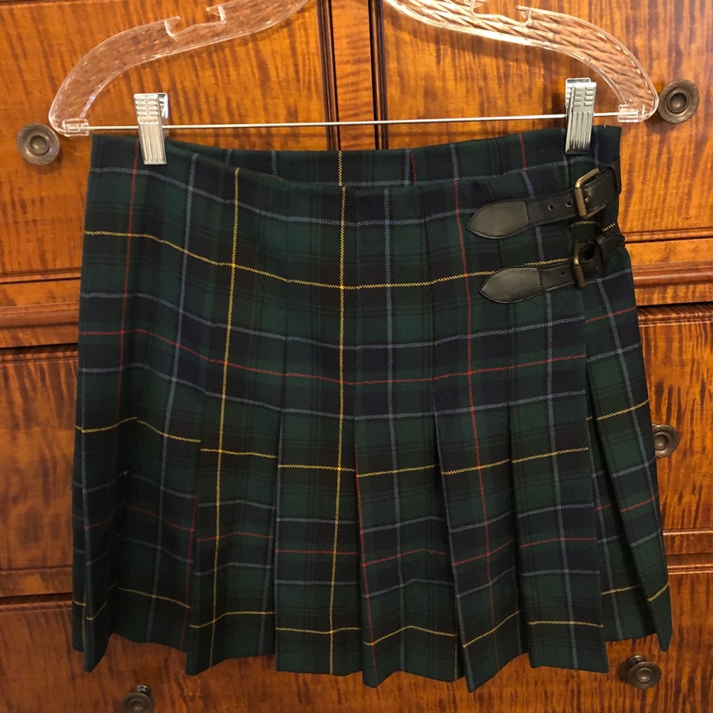 Ralph Lauren Rugby Pleated Wool Skirt